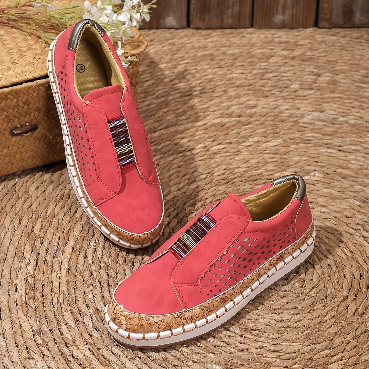 Serina | Women Slip On Shoes with Perforated Design and Cushioned Sole