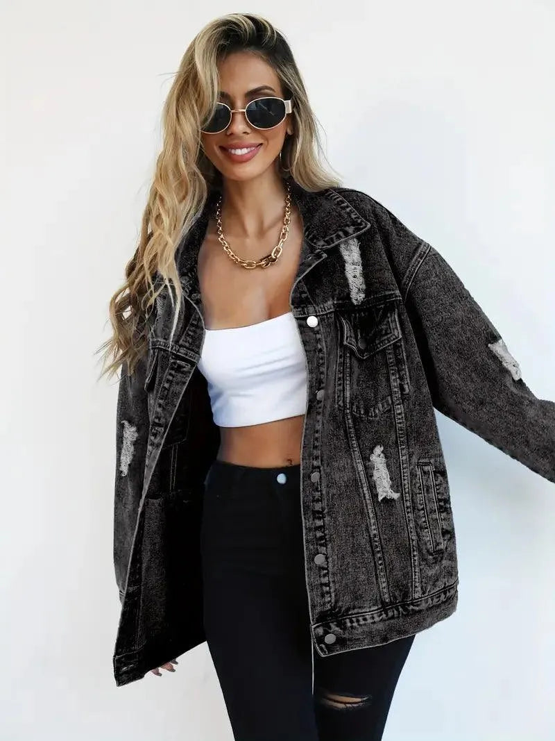 Harper | Women's Oversized Denim Jacket with Waterproof Finish