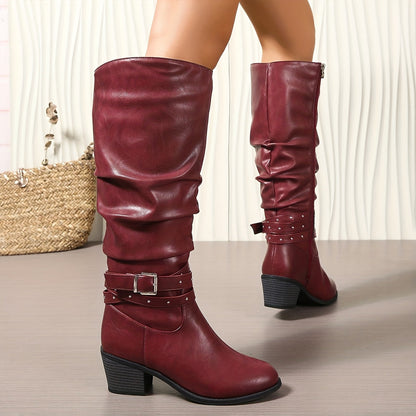 Emily | Women's Casual Knee High Boots with Buckle