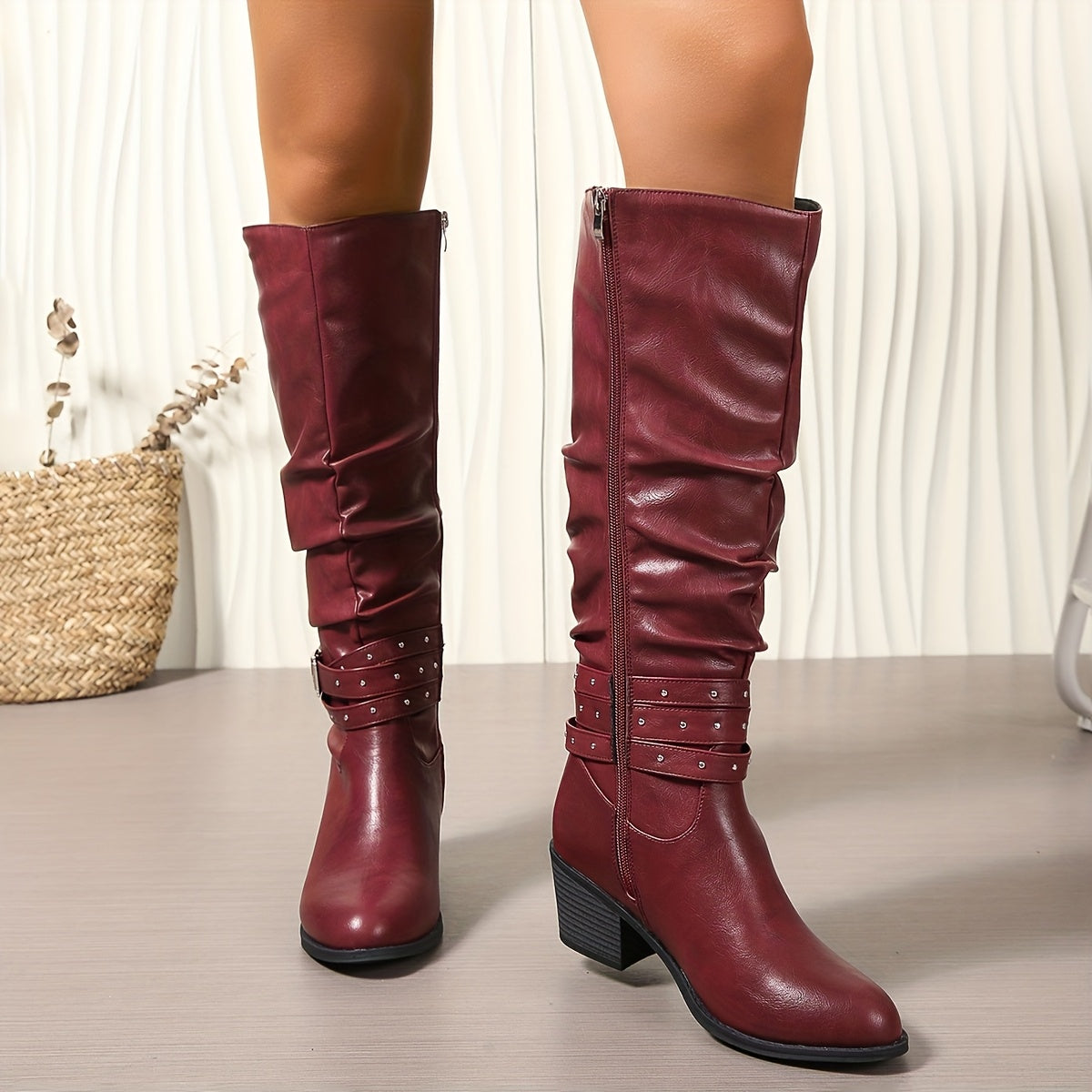 Emily | Women's Casual Knee High Boots with Buckle