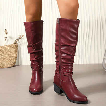 Emily | Women's Casual Knee High Boots with Buckle