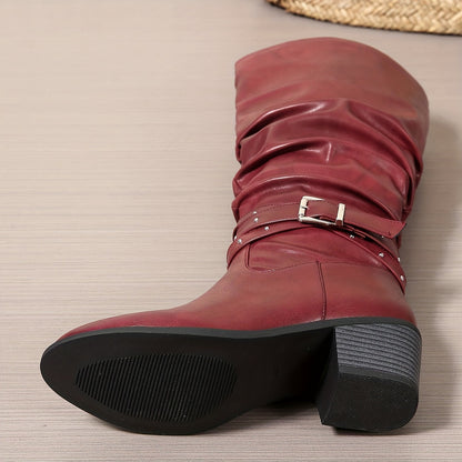 Emily | Women's Casual Knee High Boots with Buckle