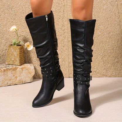 Emily | Women's Casual Knee High Boots with Buckle