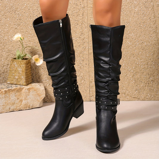Emily | Women's Casual Knee High Boots with Buckle