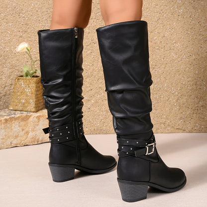 Emily | Women's Casual Knee High Boots with Buckle