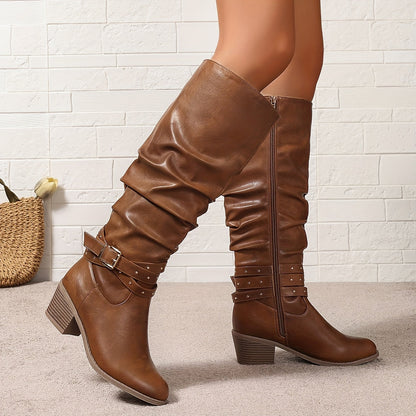 Emily | Women's Casual Knee High Boots with Buckle