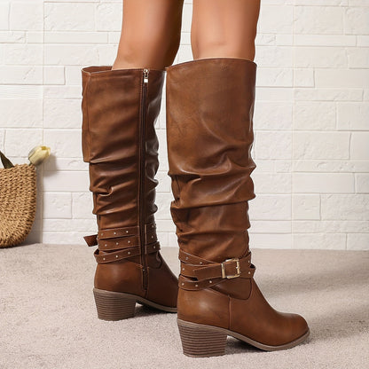 Emily | Women's Casual Knee High Boots with Buckle