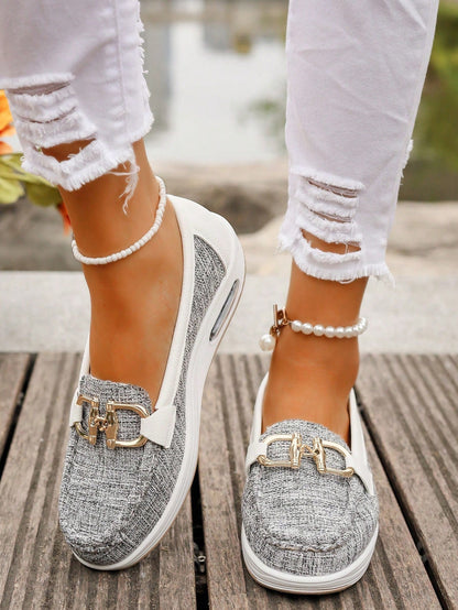Tabitha | Women’s Comfort Loafers With Gold Buckle Accent