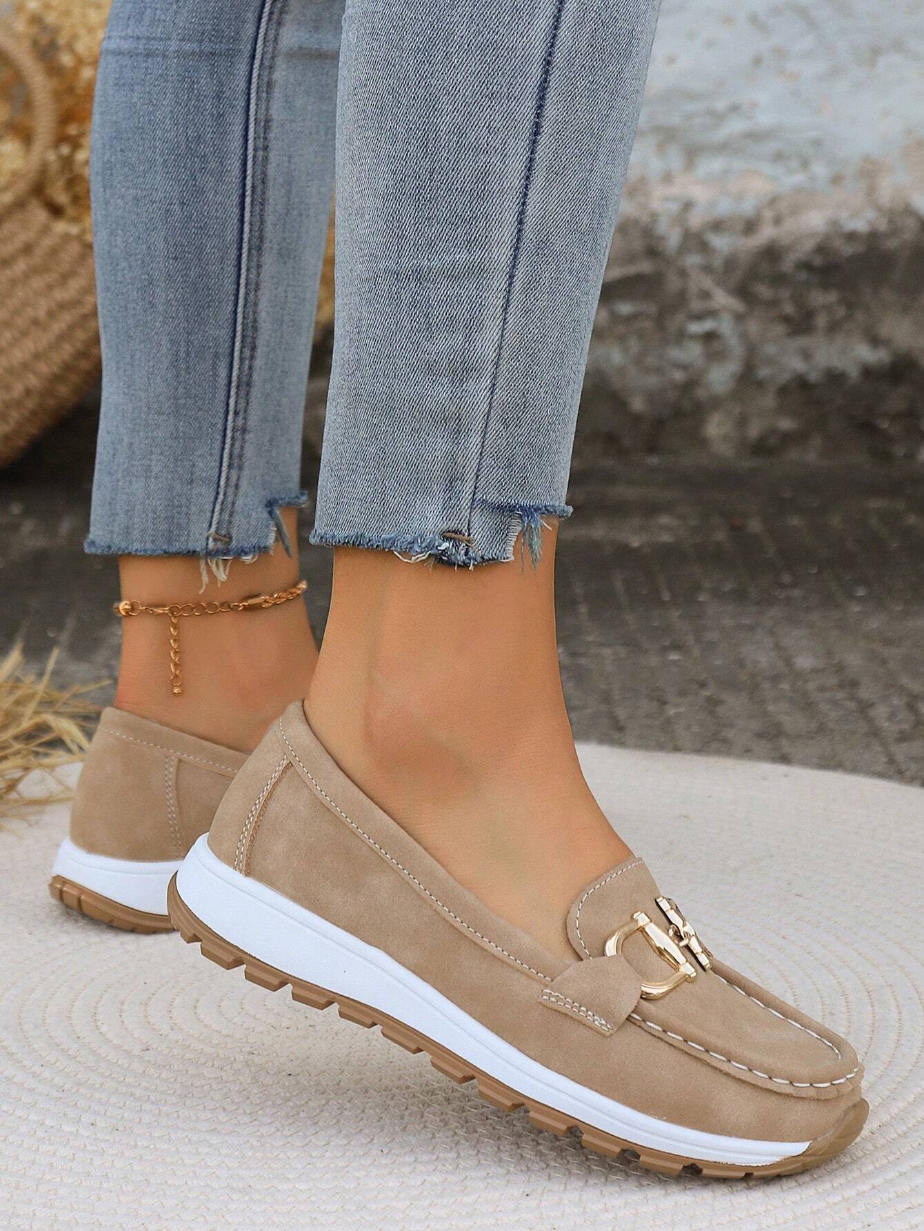 Tabitha | Women’s Comfort Loafers With Gold Buckle Accent