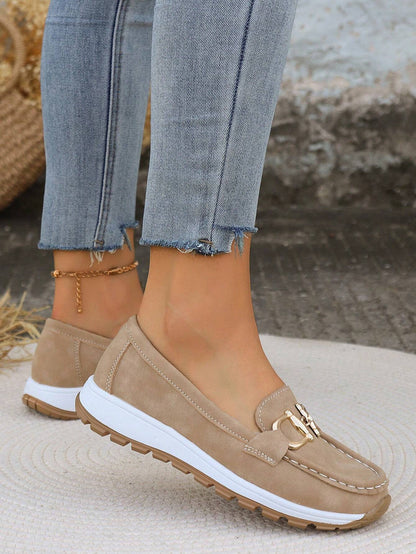 Tabitha | Women’s Comfort Loafers With Gold Buckle Accent