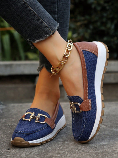 Tabitha | Women’s Comfort Loafers With Gold Buckle Accent