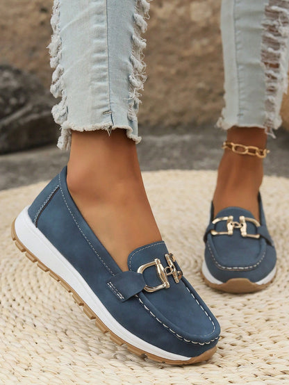 Tabitha | Women’s Comfort Loafers With Gold Buckle Accent