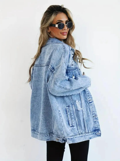 Harper | Women's Oversized Denim Jacket with Waterproof Finish