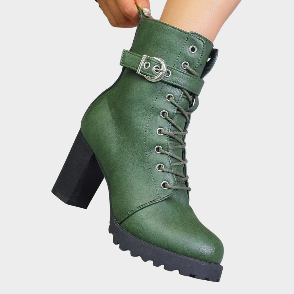Debra | Women's Lace Up Block Heel Combat Ankle Boots