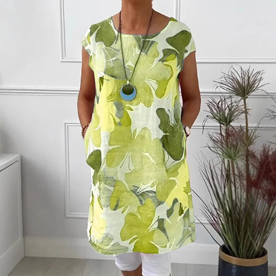 Mia | Women's floral mini summer dress with round neck