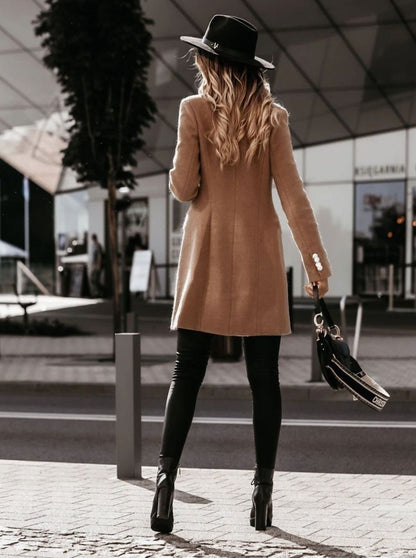 Ashley | Women's Double Breasted Long Coat with Slim Fit