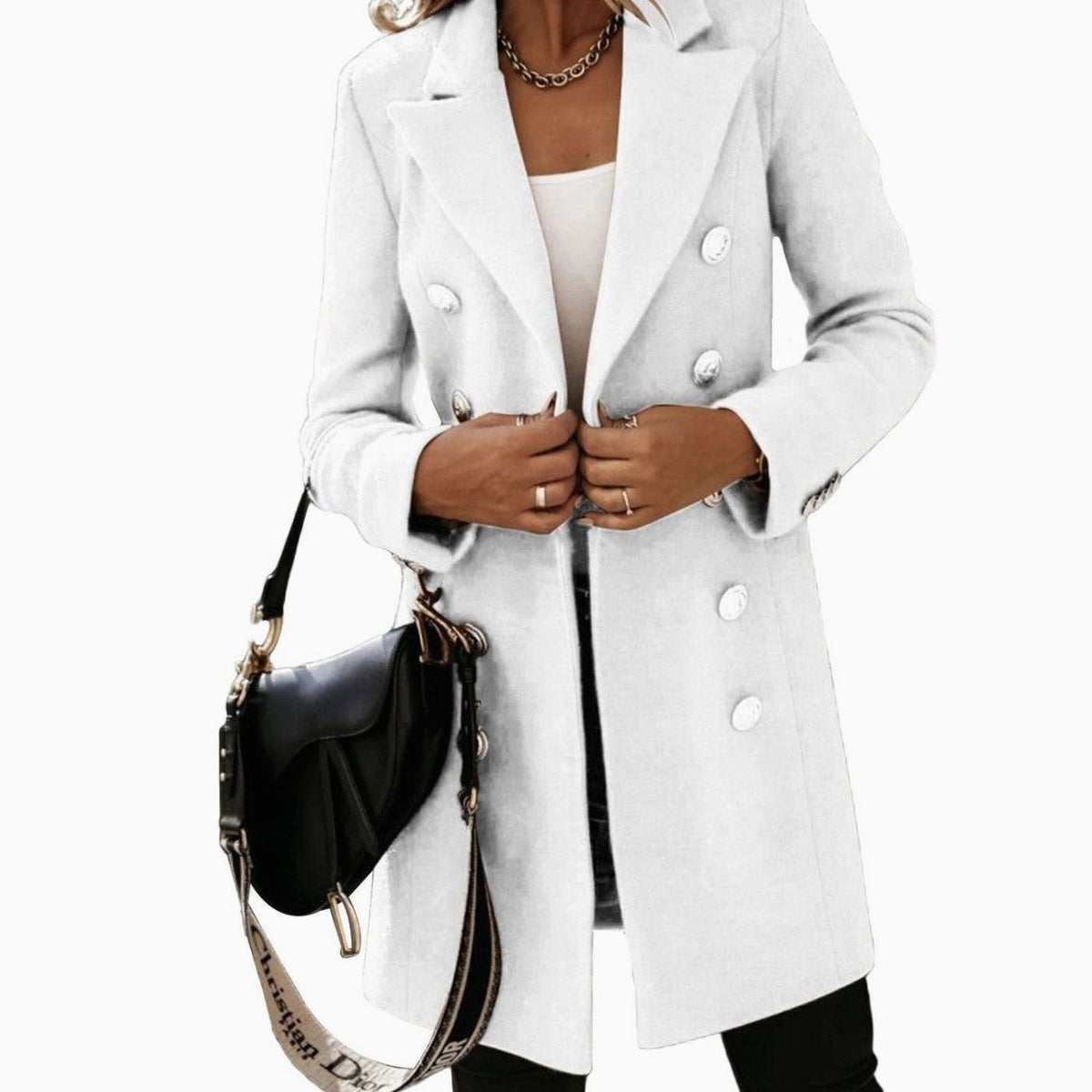 Ashley | Women's Double Breasted Long Coat with Slim Fit
