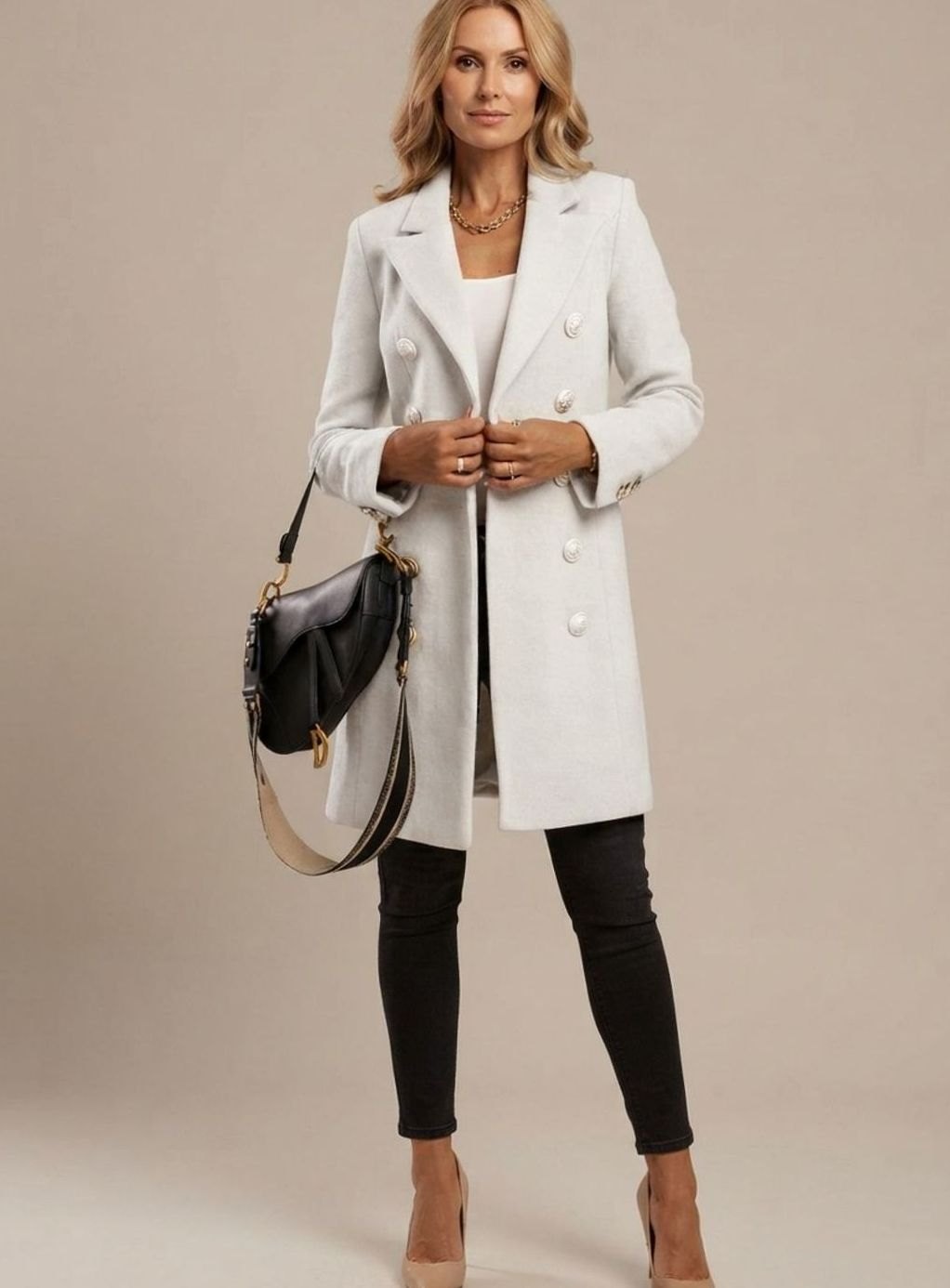 Ashley | Women's Double Breasted Long Coat with Slim Fit
