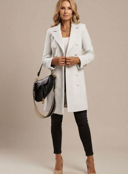 Ashley | Women's Double Breasted Long Coat with Slim Fit