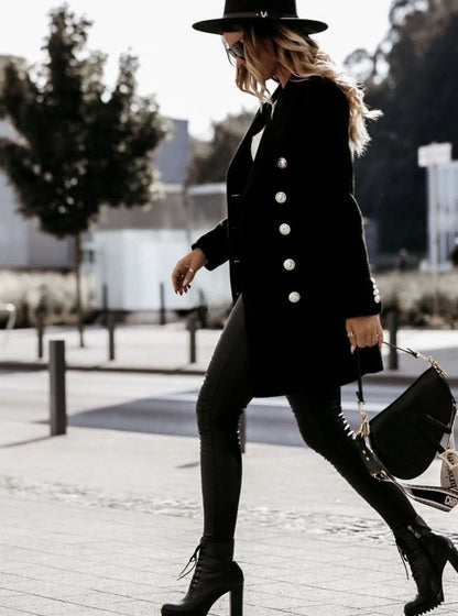 Ashley | Women's Double Breasted Long Coat with Slim Fit