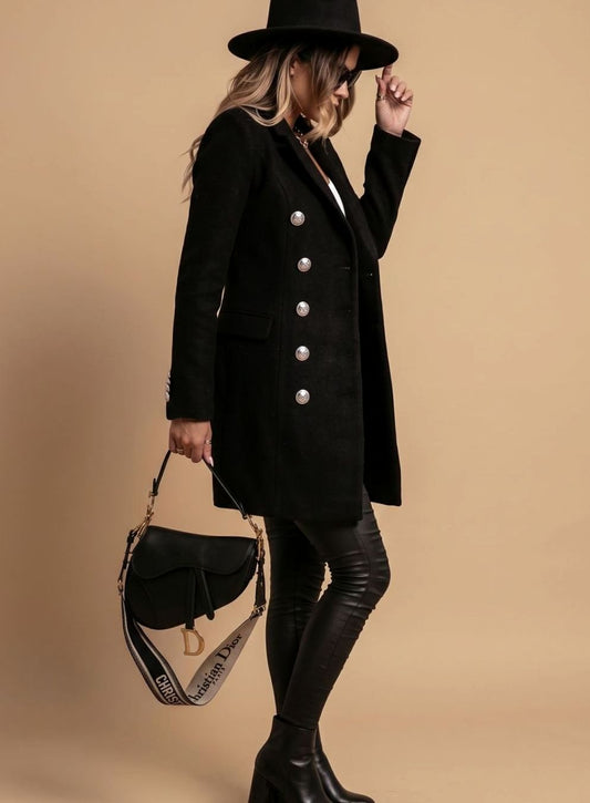 Ashley | Women's Double Breasted Long Coat with Slim Fit