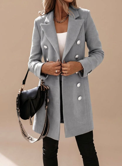Ashley | Women's Double Breasted Long Coat with Slim Fit