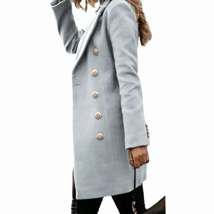 Ashley | Women's Double Breasted Long Coat with Slim Fit