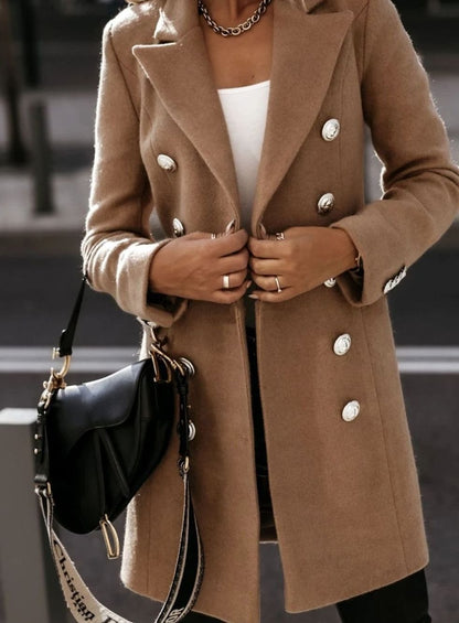Ashley | Women's Double Breasted Long Coat with Slim Fit