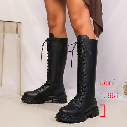 Deborah | Women's Platform Lace-Up Knee High Boots