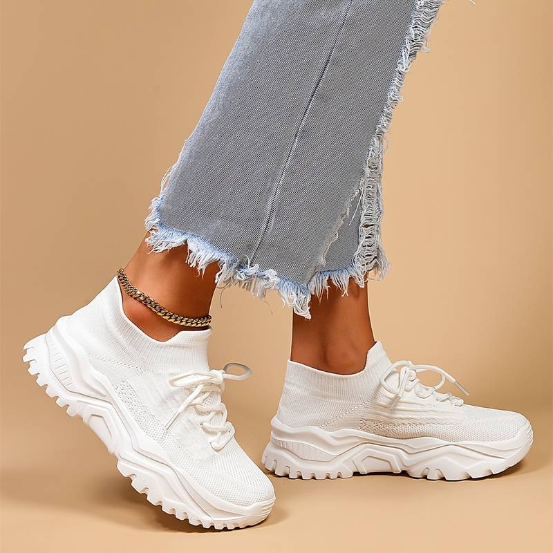 Ivory | Women’s Breathable Knit Sneakers with Orthopedic Design | Comfort