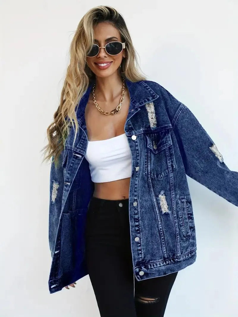 Harper | Women's Oversized Denim Jacket with Waterproof Finish