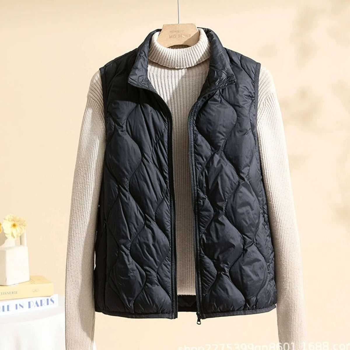 Mary | Women's Quilted Vest with Stand Collar