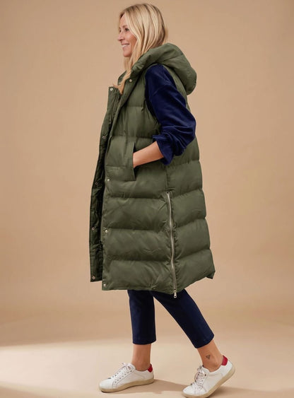 Patricia | Women's Long Quilted Vest with Hood