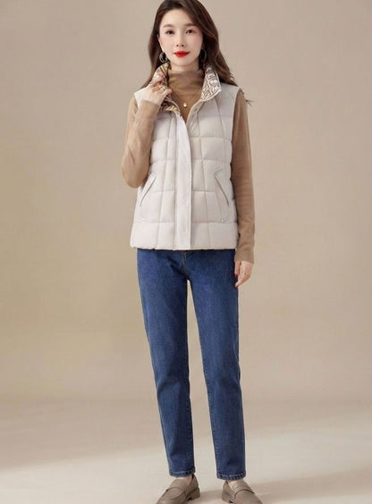 Camila | Women's Quilted Vest with High Collar and Sleeveless Zipper Design