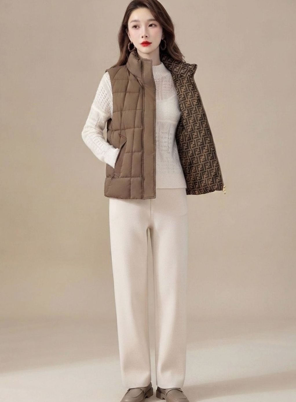 Camila | Women's Quilted Vest with High Collar and Sleeveless Zipper Design