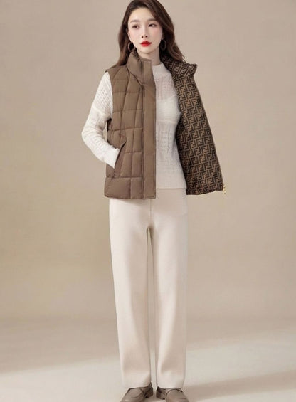 Camila | Women's Quilted Vest with High Collar and Sleeveless Zipper Design