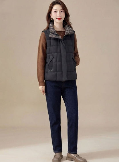 Camila | Women's Quilted Vest with High Collar and Sleeveless Zipper Design