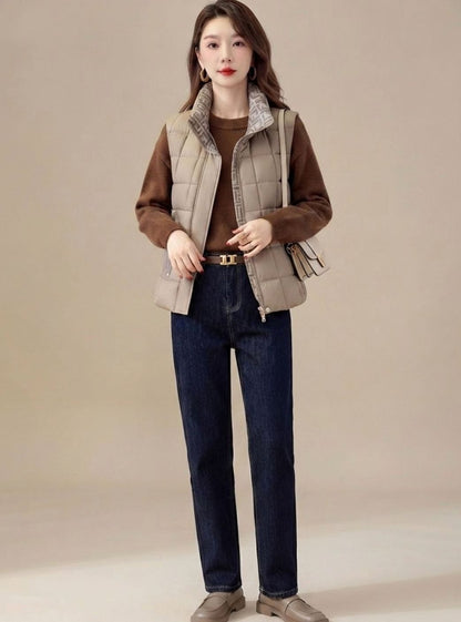 Camila | Women's Quilted Vest with High Collar and Sleeveless Zipper Design