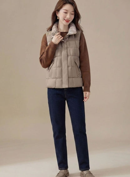 Camila | Women's Quilted Vest with High Collar and Sleeveless Zipper Design