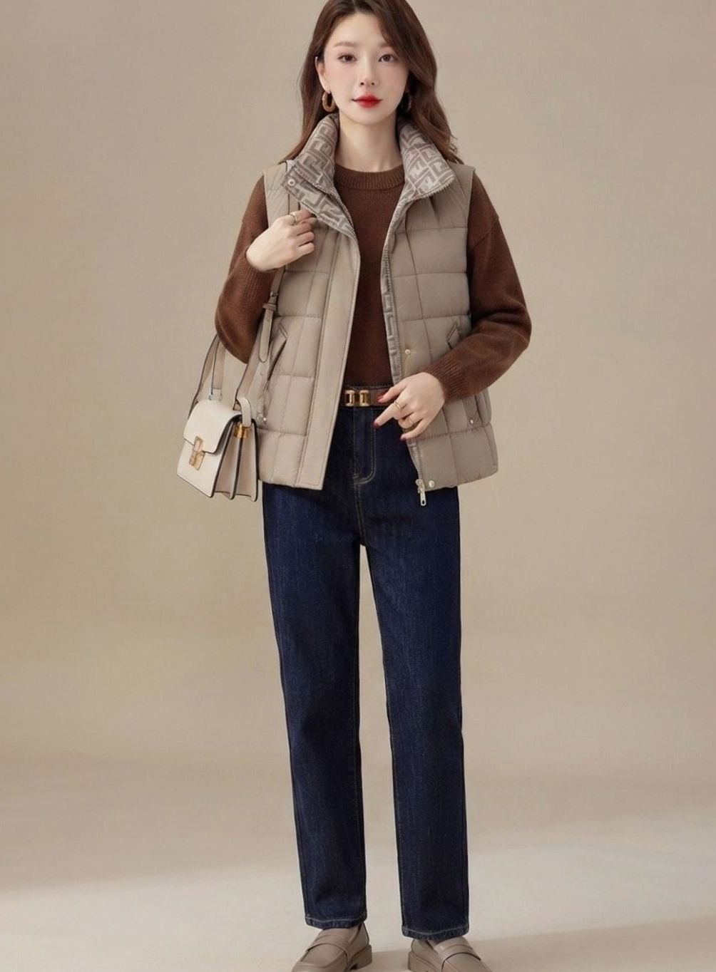 Camila | Women's Quilted Vest with High Collar and Sleeveless Zipper Design