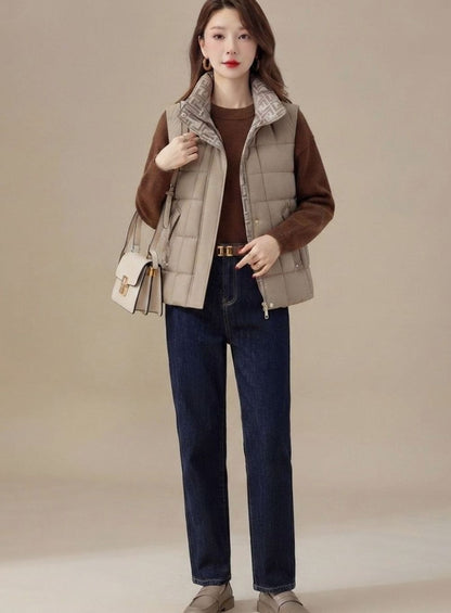 Camila | Women's Quilted Vest with High Collar and Sleeveless Zipper Design