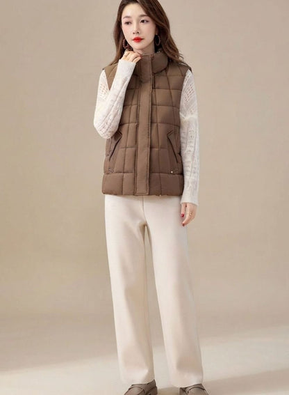 Camila | Women's Quilted Vest with High Collar and Sleeveless Zipper Design