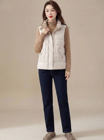 Camila | Women's Quilted Vest with High Collar and Sleeveless Zipper Design