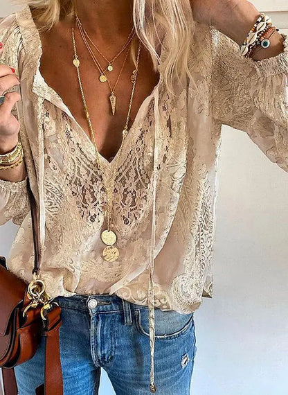 Sienna | Women elegant blouse with V-neck and long sleeves