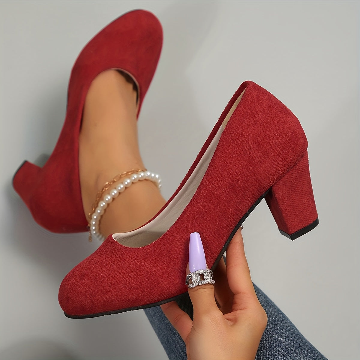 Vera | Comfortable Closed Toe Block Heel Pumps