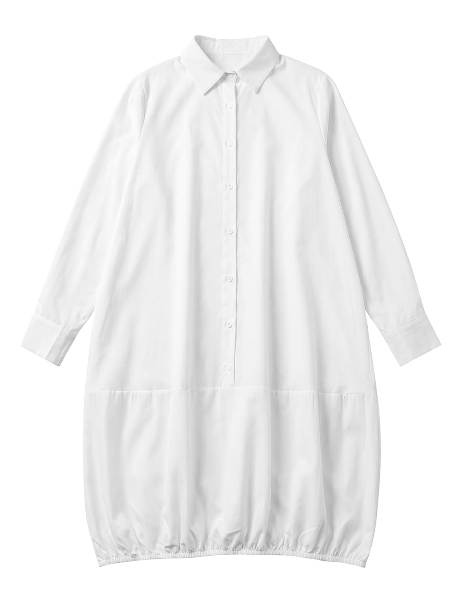 Hannah | Loose midi shirt dress with lapel collar and long sleeves