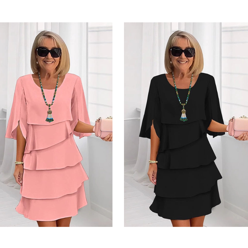 Riley | Women’s chic layered dress with puff sleeves