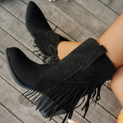 Nancy | Women's Wide Calf Western Fringe Cowboy Boots