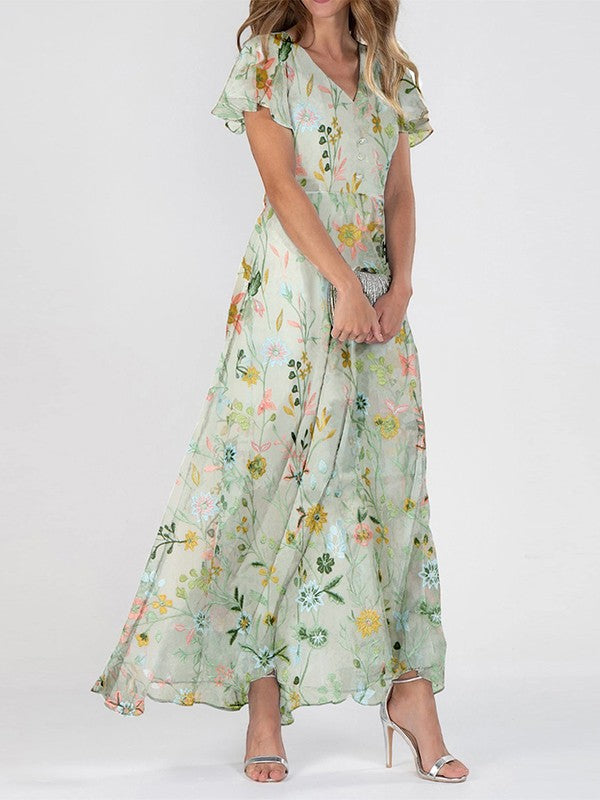 Charlotte | Women’s floral maxi dress with V neck
