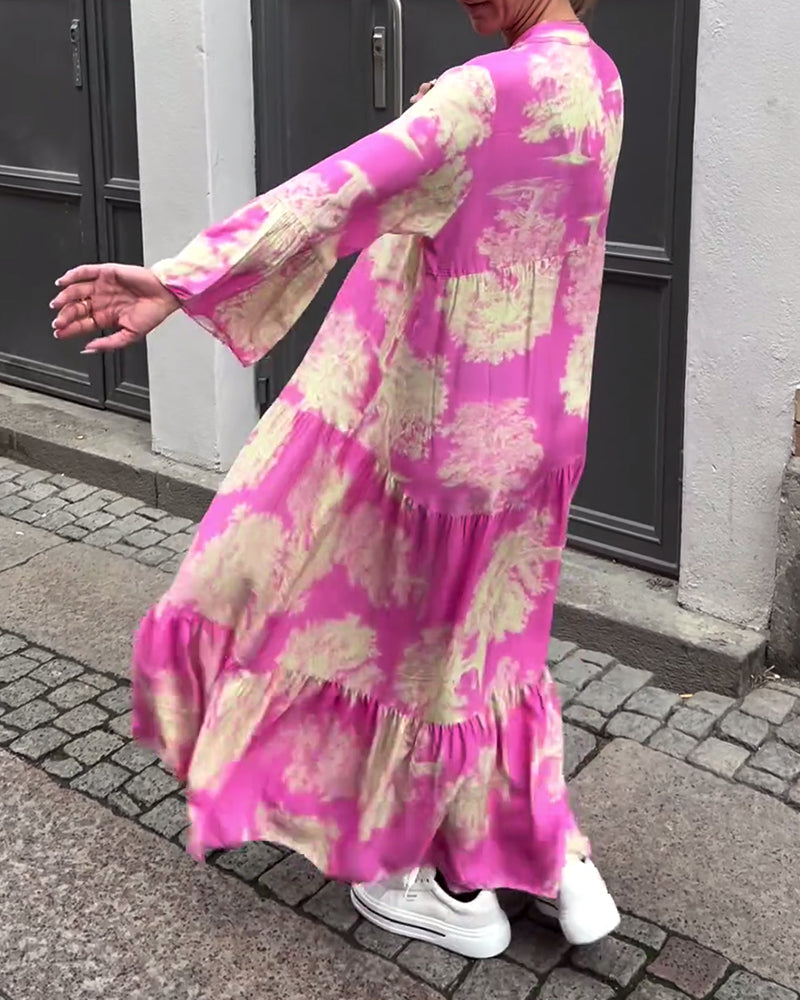 Octavia | Stylish printed maxi dress with ruffle sleeves